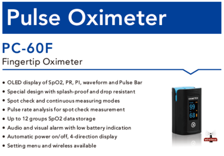 CREATIVEFinger Pulse Oximeter (ModelPC60A) WI MEDIK
